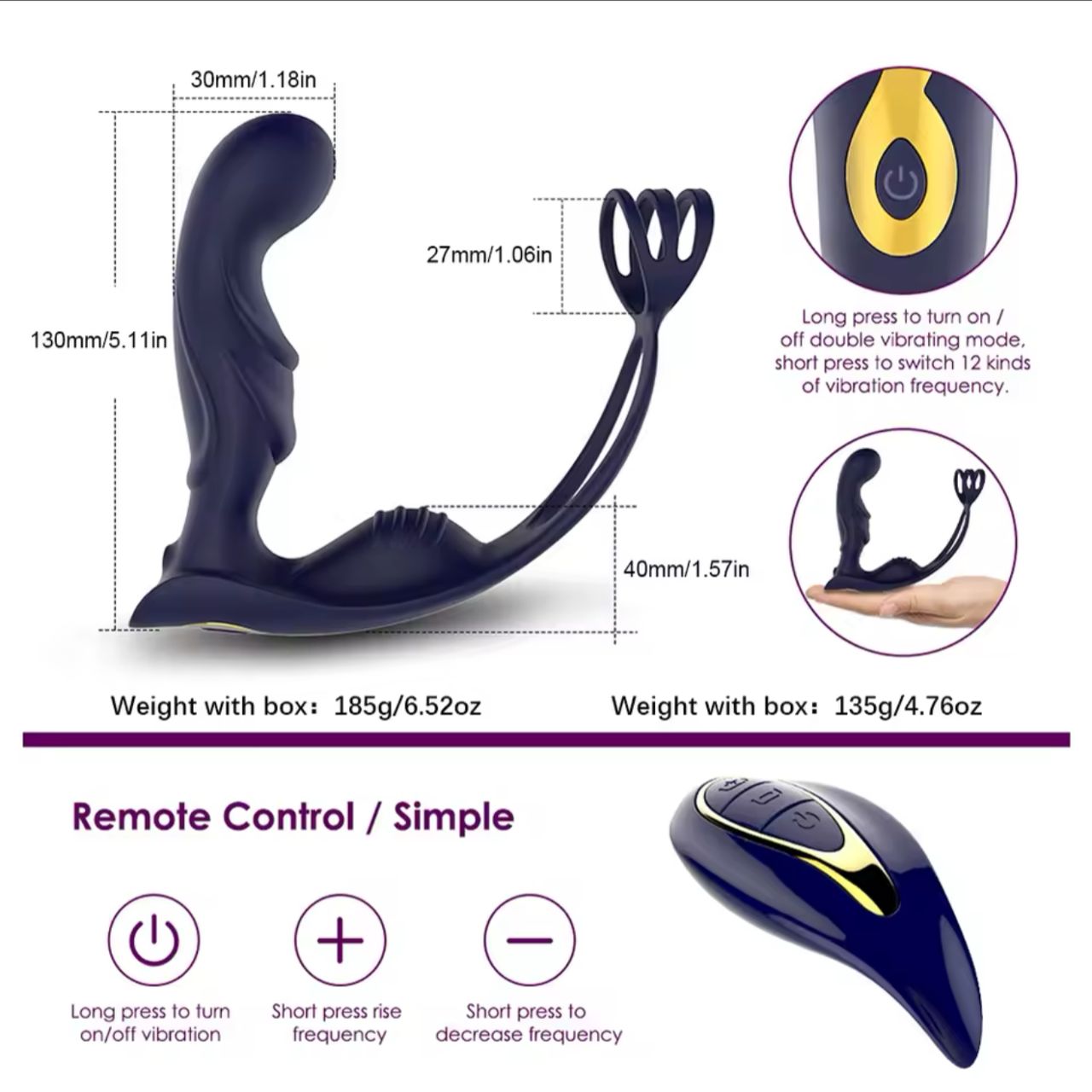 Plug anal con anillo y control